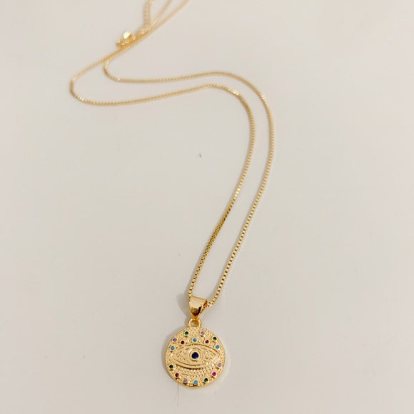 Colorful Evil Eye Necklace | 14k Gold Filled - Picture 4 of 8